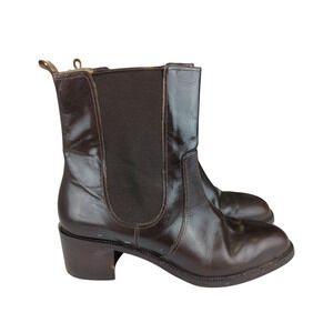 Kenneth Cole Brown‎ Leather Chelsea Boots Block Heel Women's Size 9.5